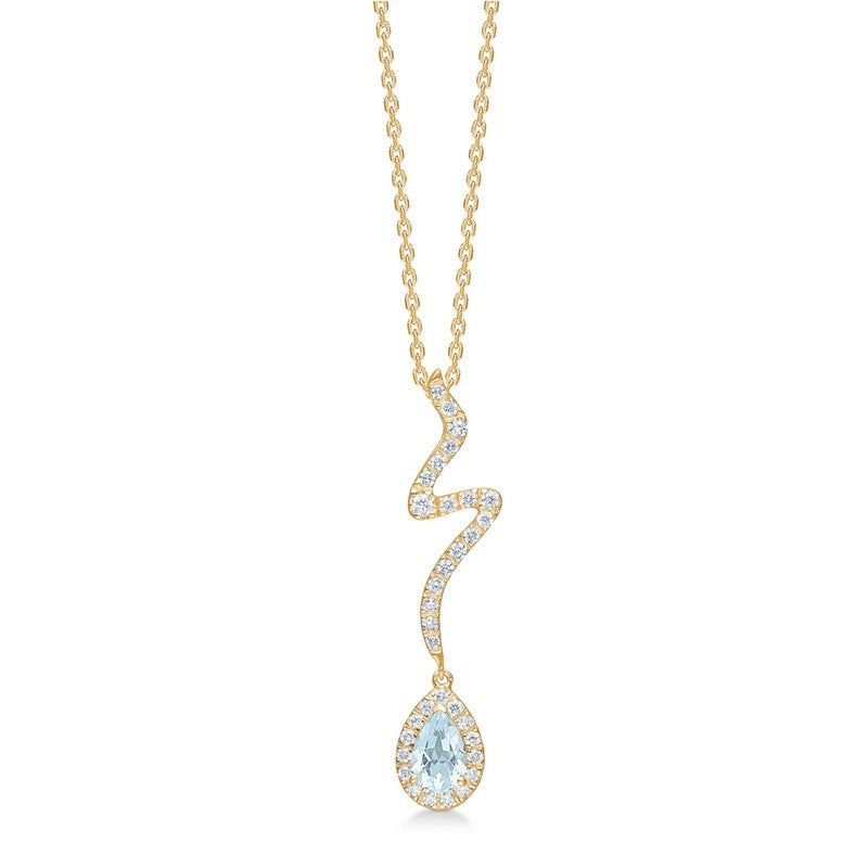 Aquatic vedhæng i 14 kt guld med lyseblå aquamarin og 0,21 ct diamanter fra Mads Z.